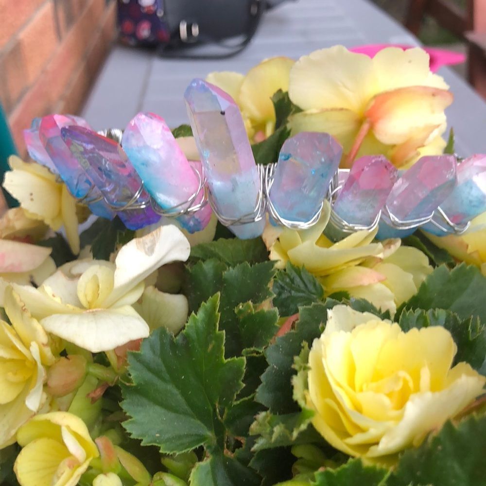 Blue + Pink Angel Aura Crystal Goddess Boho Crown